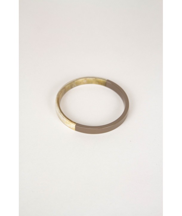 Thin coffee cream flat bangle bracelet size S