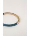 Single bangle in blond horn with blue gray lacquer size S
