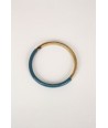 Single bangle in blond horn with blue gray lacquer size S