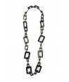 Small and big rectangular rings long necklace in plain black horn