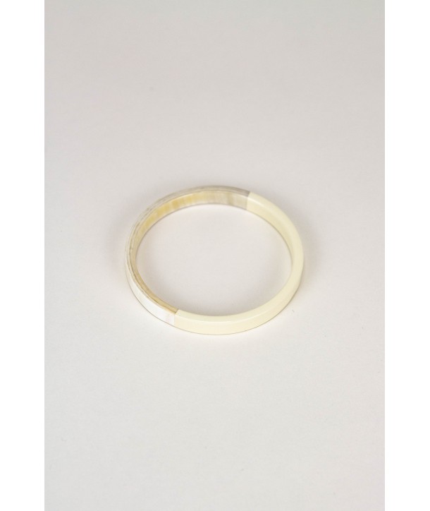 Thin ivory flat bangle bracelet size S