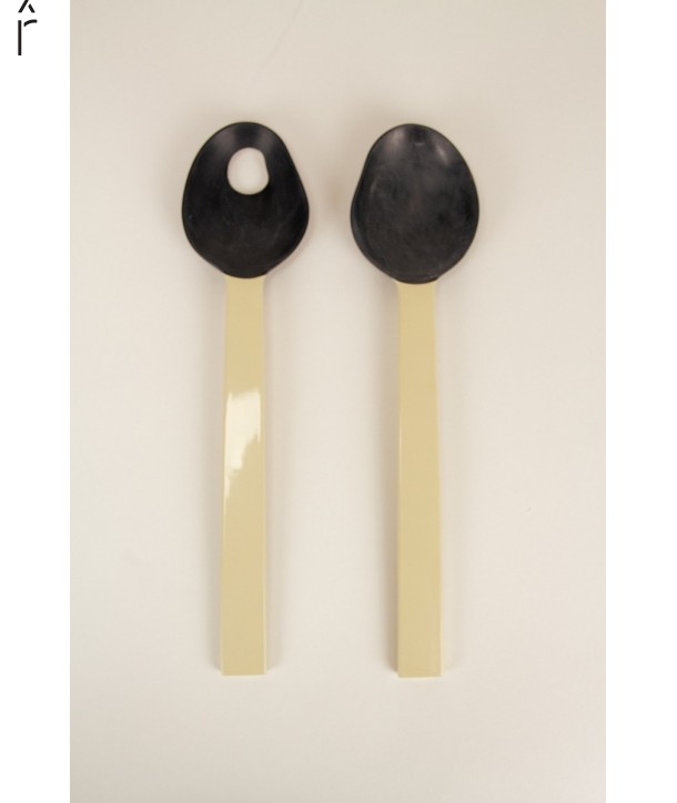 African black horn with yellow laquer salad servers