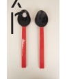 African black horn with red laquer salad servers