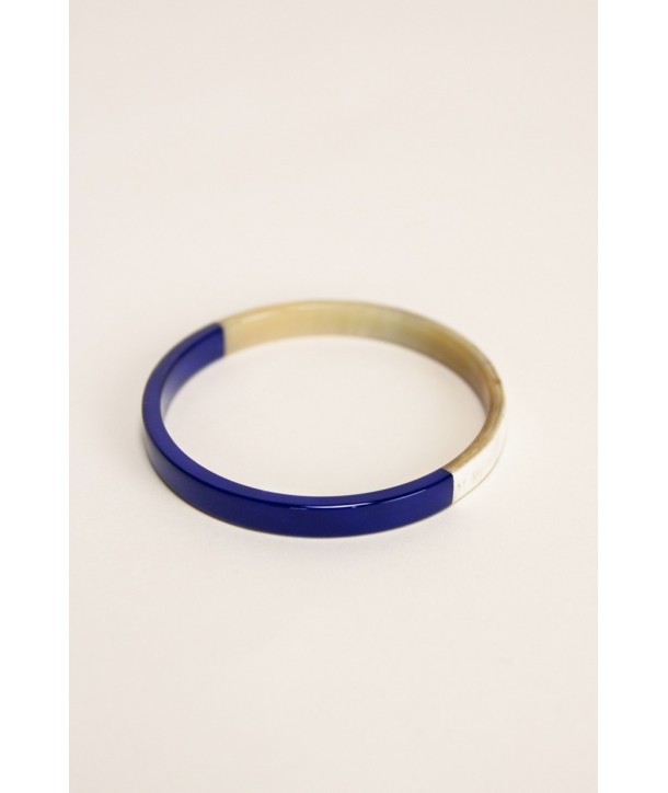 Thin indigo flat bangle bracelet, size S