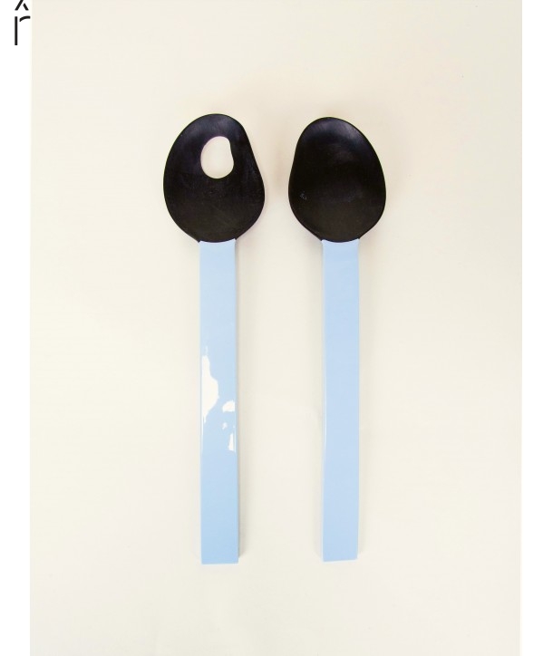 African black horn with blue laquer salad servers