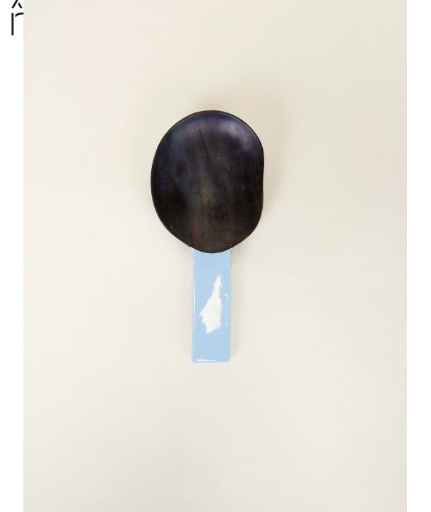 African black horn with blue laquer rice spoon