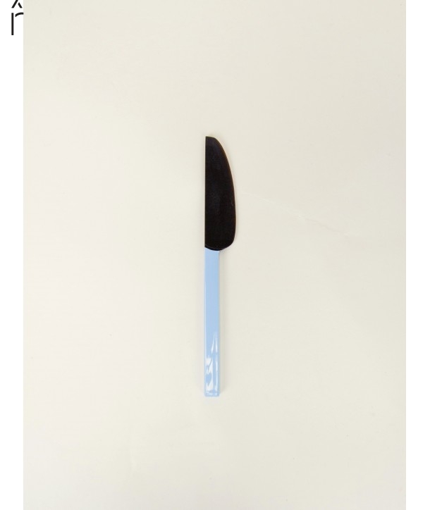 Couteau à beurre en corne noire avec manche laqué bleu