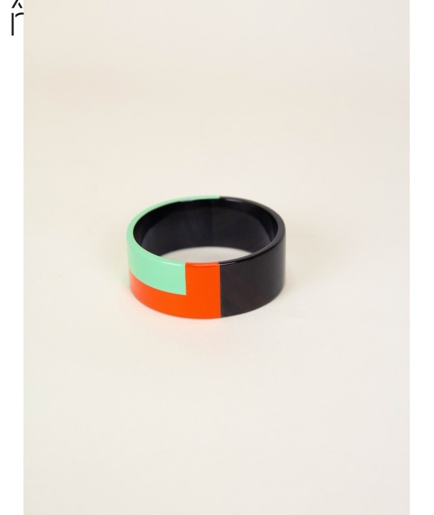 Bracelet laque bicolore orange vert