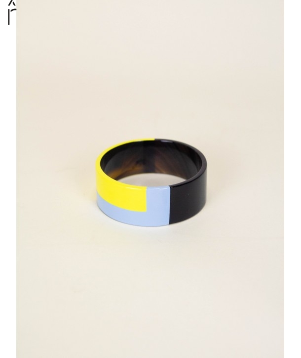 Bracelet laque bicolore jaune bleu