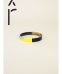 Bracelet jonc fin, laque bicolore jaune bleu