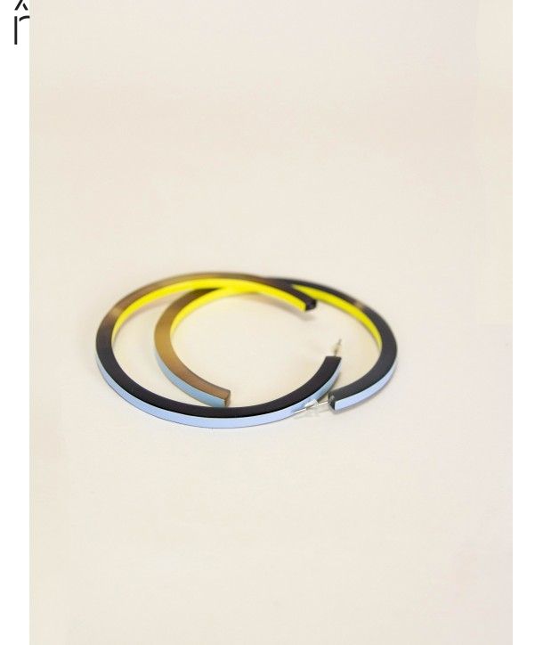 Yellow blue Trace hoop earrings