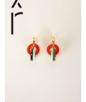 Boucles d'oreilles 3 petits anneaux laqués orange vert