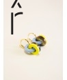 Boucles d'oreilles 3 petits anneaux laqués jaune bleu