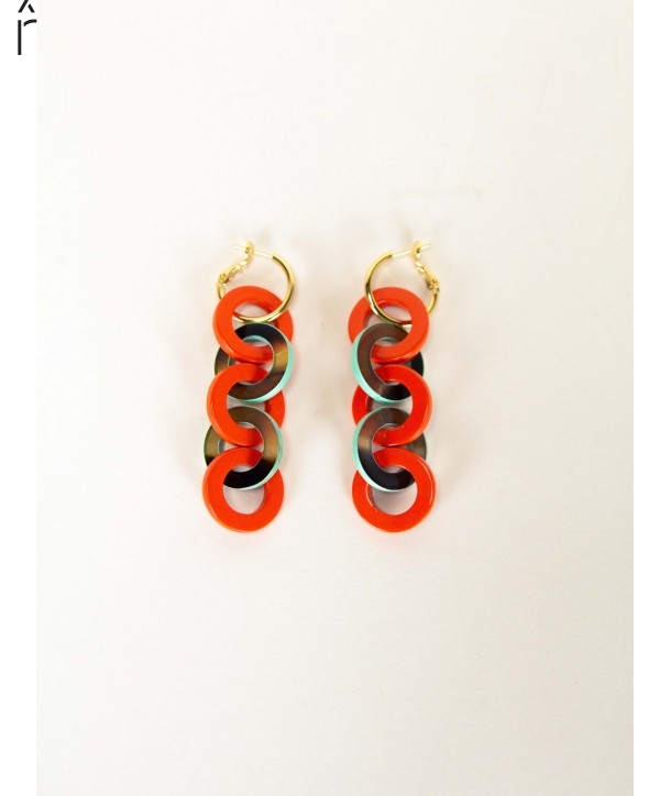 Orange green Entrelac earrings