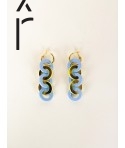 Yellow blue Entrelac earrings
