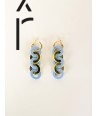 Boucles d'oreilles 5 anneaux laqués jaune bleu