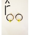 Boucles d'oreilles grand anneau et petit anneau laqués jaune bleu