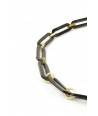 Oval and round rings long necklace in blond and black horn