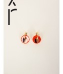 Boucles d'oreilles anneau laqué orange et pastille sabot