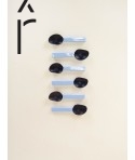 Set of 6 African black horn with blue laquer caviar spoon
