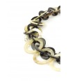 White and black double rings necklace in blond and black horn