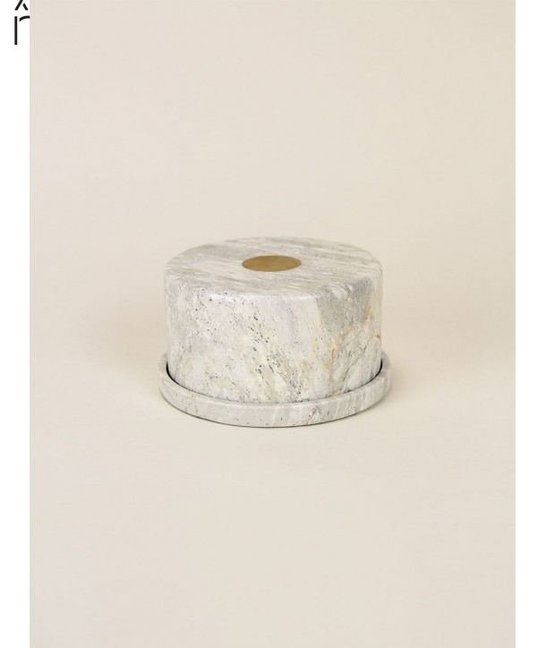 Natural stone butter dish with brass pellet