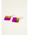 Black horn and fuchsia lacquer square earrings