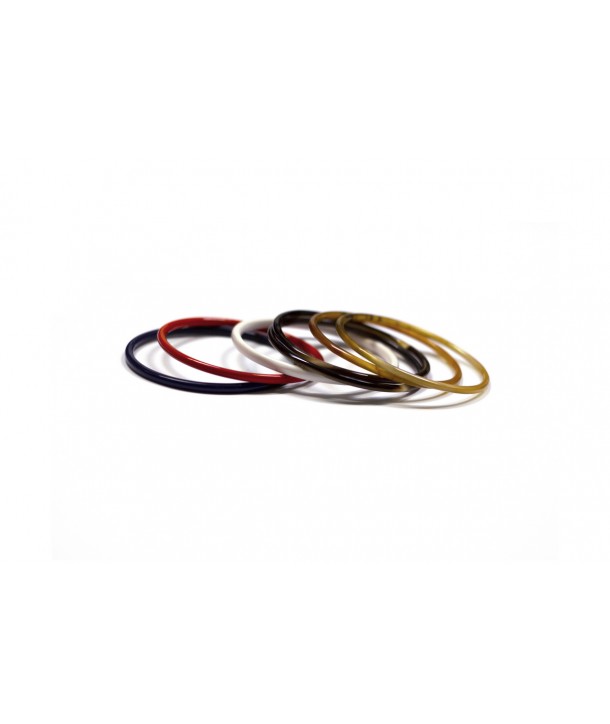 White, indigo and orange lacquered bracelets