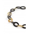 Thick oval rings long necklace in blond and black horn