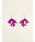 Black horn tree earrings fuchsia lacquer