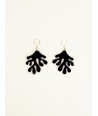 Coral earrings in plain black horn