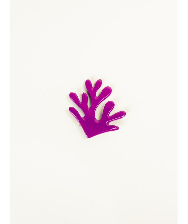 Black horn and fuchsia lacquer tree brooch