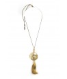 Perforated disc and charm pendant in blond horn