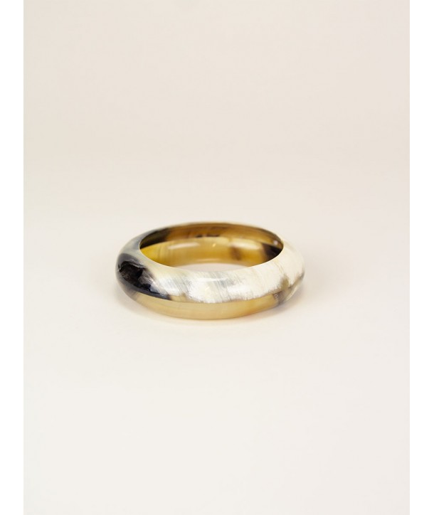 Saturne" marbled black horn bracelet"