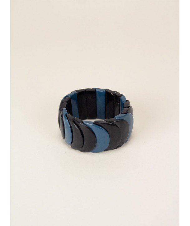 Bracelet écailles laqué gris-bleu