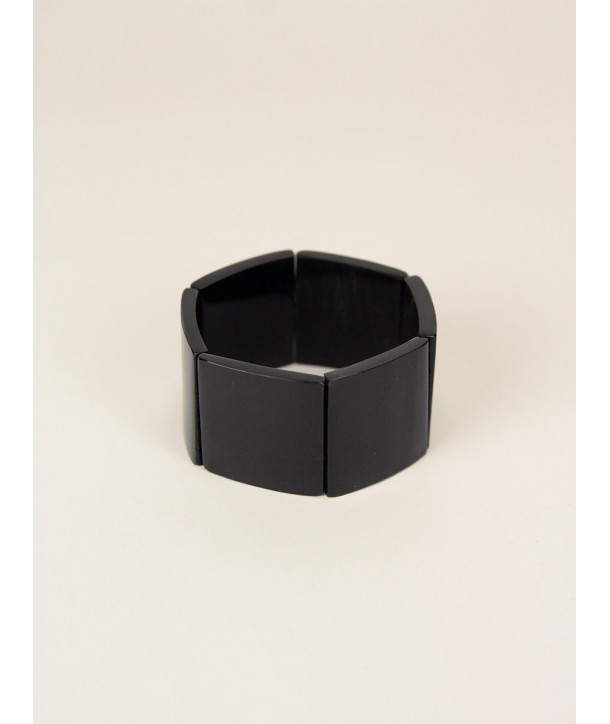 Articulated 7 piece bracelet in matte black horn