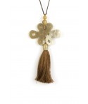 Tibetan long-life symbol and charm pendant in blond horn