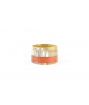 Bracelet large en corne blonde, gainé cuir d'autruche orange