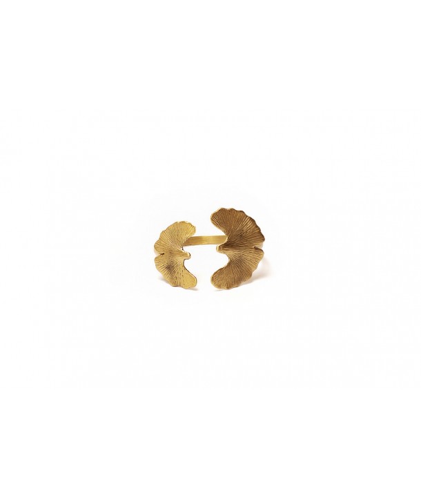 Bracelet ginkgo outside brass coppered