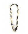 Long necklace with small and large rectangular rings lacquered ivory