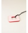 Square pendant with pink and red lacquer