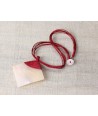 White mother of pearl medallion 6cm with burgundy cotton thread