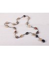 Long necklace oval beads in blond horn on elastic cord
