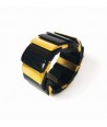 Bracelet écailles carrées en corne noire et laque dorée