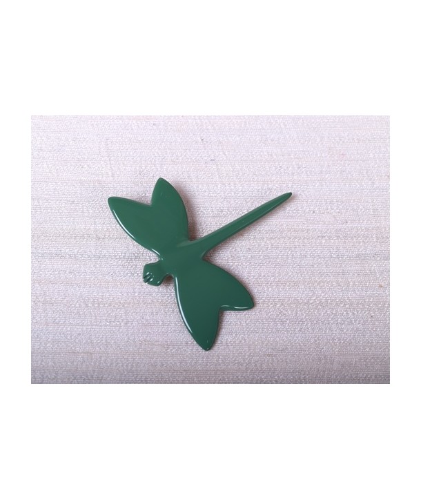 Dragonfly brooch in horn and celadon lacquer