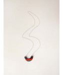 Pendentif chaîne demi-lune laqué orange et gris-bleu