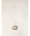 2 intertwined blue indigo rings pendant with a chain