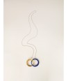 2 intertwined blue indigo rings pendant with a chain