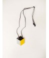 Hexagonal pendant with gray and yellow lacquer