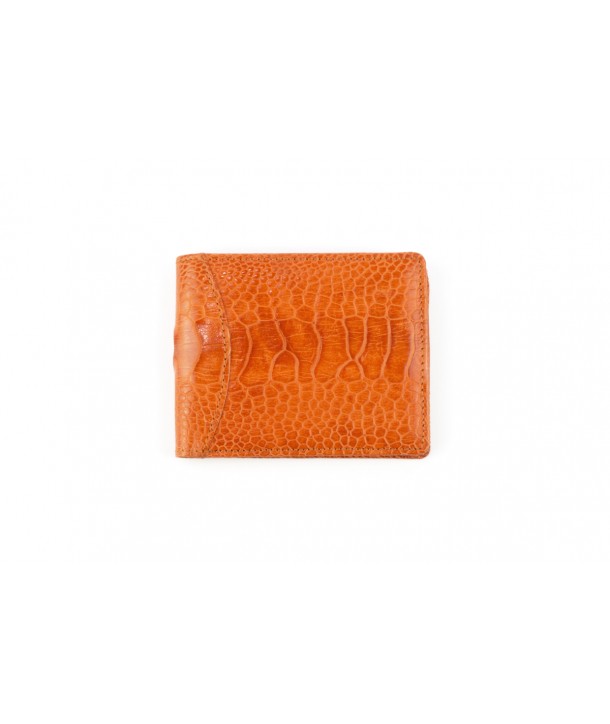 Petit portefeuille cuir autruche orange